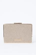 Lipsy Gold Glitter Small Hard Occasion Box Clutch