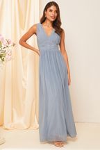 Lipsy Blue Empire Sleeveless Bridesmaid Maxi Dress