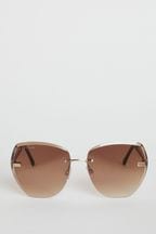Lipsy Brown Oversized Hexagon Rimless Sunglasses