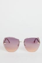 Lipsy Pink Oversized Hexagon Rimless Sunglasses