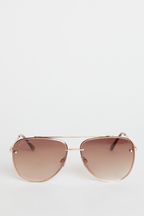 Lipsy Brown Oversized Rimless Sunglasses