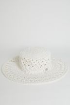 Lipsy White Crochet Floppy Sun Hat