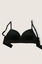 Victoria's Secret PINK Pure Black Heart Shine Smooth Non Wired Push Up T-Shirt Bra