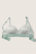 Victoria's Secret PINK Iceberg Green Logo Print Non Wired Lightly Lined Smooth T-Shirt Bra