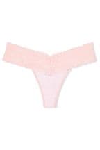 Victoria's Secret Purest Pink Heritage Stripe Stretch Cotton Lace Waist Thong Knickers