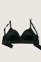 Victoria's Secret PINK Pure Black Rainbow Diamante Non Wired Lightly Lined Smooth T-Shirt Bra