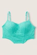 Victoria's Secret PINK Teal Ice Green Lace Lightly Lined Corset Bralette