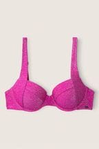Victoria's Secret PINK Dahlia Magenta Purple Push Up Shimmer Bikini Top