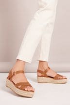 Friends Like These Brown Regular Fit Cross Strap Espadrille Flatform Sandal