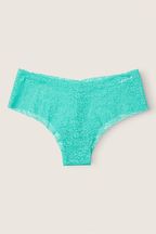 Victoria's Secret PINK Teal Ice Green Cheeky Lace No Show Knickers