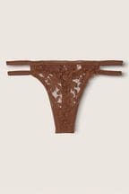 Victoria's Secret PINK Soft Cappuccino Lace Strappy Thong Knickers