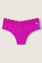 Victoria's Secret PINK Dahlia Magenta Purple Cheeky Lace Trim No Show Knickers