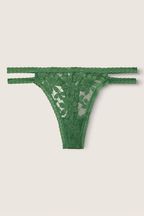 Victoria's Secret PINK Forest Pine Green Lace Strappy Thong Underwear