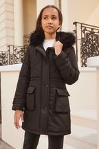 Lipsy Black Shower Resistant Padded Parka School Coat