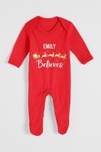 Personalised Believes Christmas Baby Sleepsuit by The Print Press