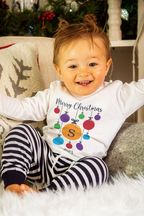 Personalised Multi Colour Bauble Pyjama set for Babies by Percy & Nell