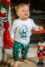 Personalised Reindeer Snowglobe Pyjama set for Babies by Percy & Nell