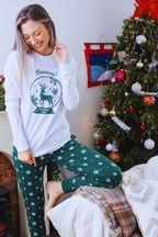 Personalised Reindeer Snowglobe Pyjama set for Ladies by Percy & Nell