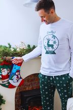 Personalised Reindeer Snowglobe Pyjama set for Men by Percy & Nell