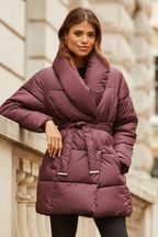 Lipsy Collar Belted Wrap Padded Coat