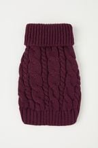 Lipsy Berry Red Super Soft Cable Knit Dog Jumper
