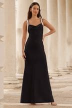 Lipsy Black Pearl Strap Cowl Maxi Bridesmaid Dress