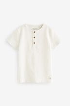 White Short Sleeve Henley Neck T-Shirt (3mths-7yrs)