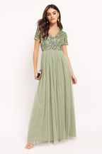 maya v neck sequin maxi dress