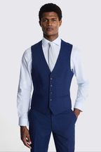 Slim Fit Blue Slub Suit Waistcoat