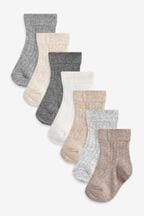 Monochrome 7 Pack Rib Baby Socks (0mths-2yrs)