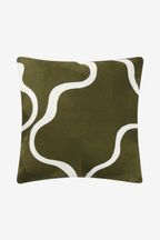 Jasper Conran London Green 100% Cotton Wiggle Embroidered Feather Filled Cushion