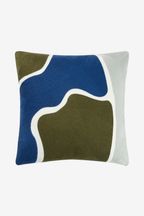Jasper Conran London Green/Blue Abstract Embroidered Feather Filled Cushion