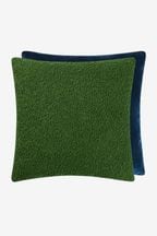 Jasper Conran London Green/Navy Blue Cosy Bouclé Feather Filled Cushion