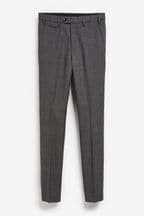 Grey Slim Fit Signature 100% Wool Trousers With Motion Flex Waistband