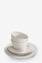 White Embossed Heart 12 Piece Dinner Set