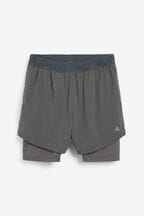 2 en 1 gris avec legging - Shorts Active Gym & Running