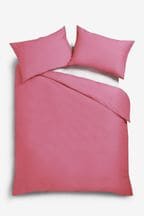 Bright Pink Cotton Rich Plain Duvet Cover and Pillowcase Set