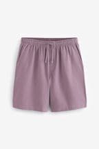 Lilac Purple Textured Drawstring Shorts