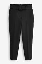 Black Tailored Belted Taper Trousers