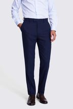Ink Blue Tailored Fit Herringbone Suit Trousers