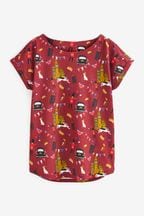 Red Coronation Print Short Sleeve Crew Neck T-Shirt