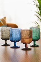 Set of 4 Multi Kellan Pressed Wine Glasses