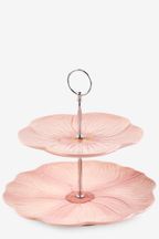 Pink Two Tier Flower Cake Stand