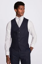 MOSS Blue Royal Flannel Slim Fit Suit Waistcoat