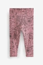 Pink Mono Floral Rib Jersey Leggings (3mths-7yrs)