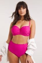 Figleaves Pink Fiji Ruched Detail Bikini Top