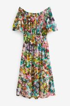 Ditsy Floral Off Shoulder Midi Summer Dress