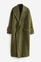Khaki Green Relaxed Fit Overcoat