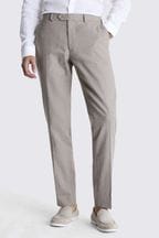 MOSS Slim Fit Taupe Matte Linen Grey Trousers