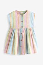 Rainbow Stripe Button Through Summer Dress (3mths-8yrs)